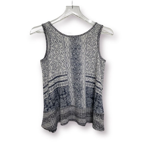 Knitted Blue and White Tank Top Keyhole Cutout Tie - Picture 3 of 6